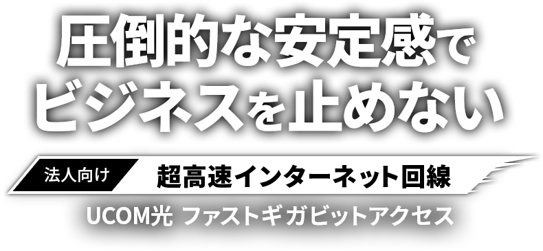 圧倒的な安定感でビジネスを止めない 法人向け 超高速インターネット回線 UCOM光  ファストギガビットアクセス 今だけ初期費用無料！