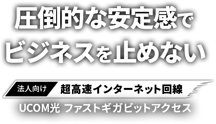 圧倒的な安定感でビジネスを止めない 法人向け 超高速インターネット回線 UCOM光  ファストギガビットアクセス 今だけ初期費用無料！